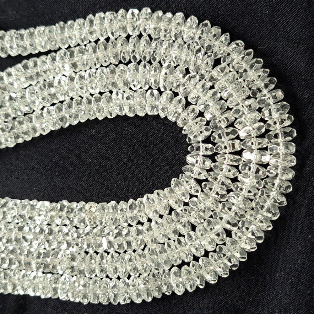 Hexagon Quality Clear Glass Beads 10" Strand Create Jewelry Necklace Earrings JB